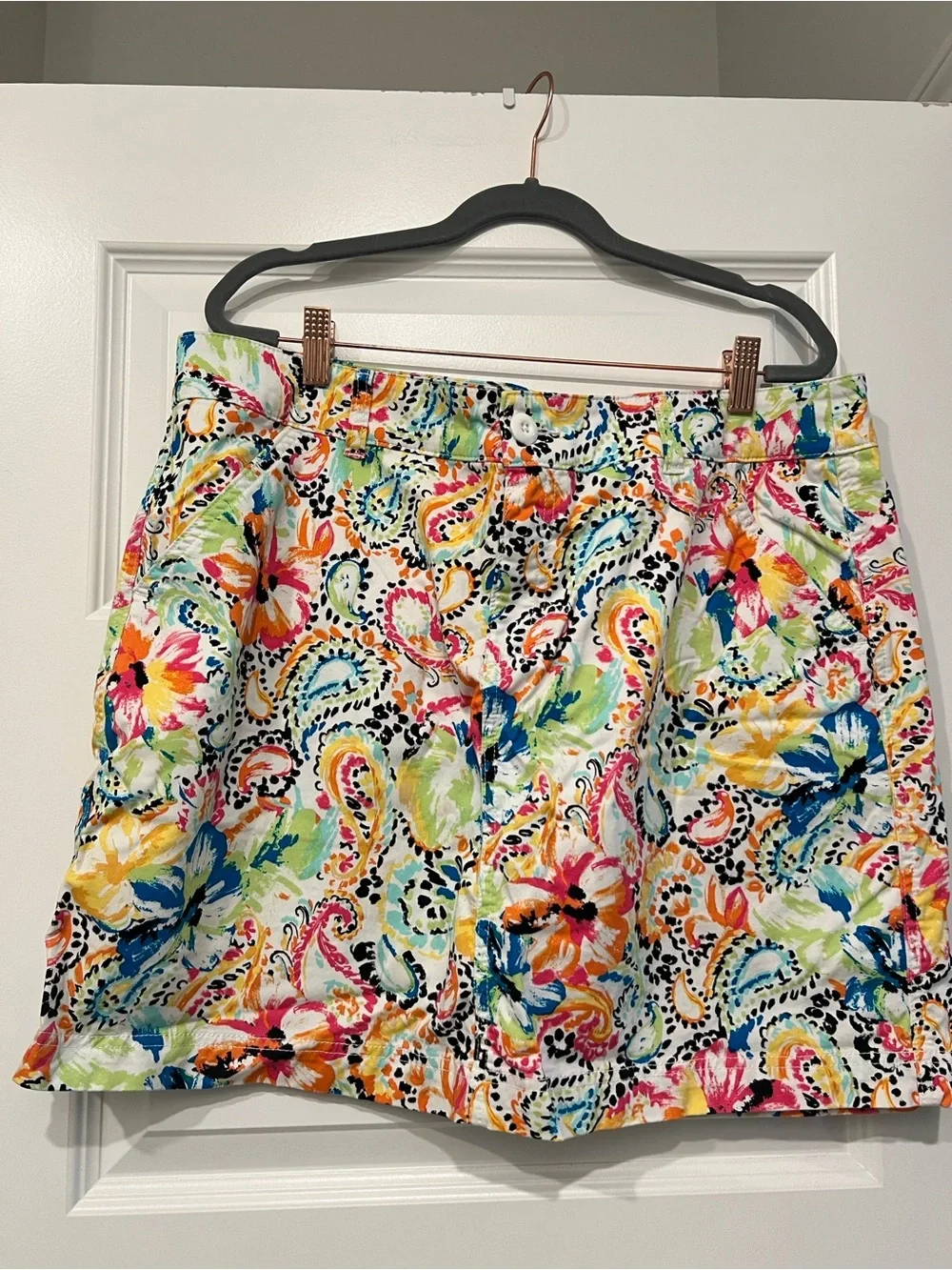Christopher & Banks White Multicolor Floral Paisley Petite Skort - Picture 1 of 14
